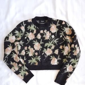 Cider Warm Wool-Blend Floral Women's Cottagecore Sweater Size S